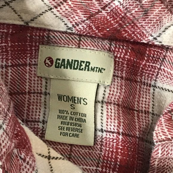 Gander Mountain Women's Small Red Cream Plaid Button Collared Long Sleeve Shirt - Picture 7 of 12